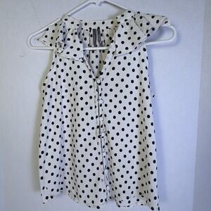 Anthropologie Button Up Polka Dot Tank Top Women's Petite XXS